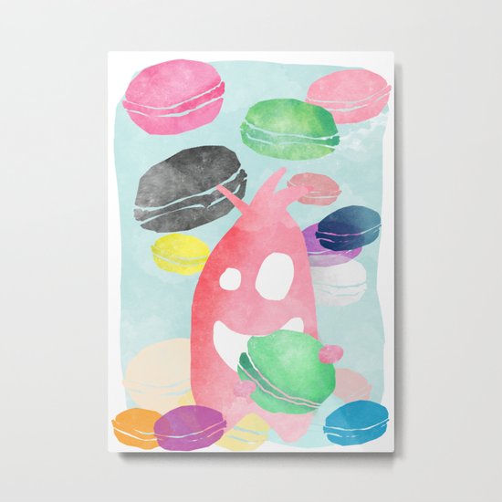 A wild creature in a macaron rain Metal Print
