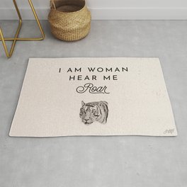 I Am Woman Hear Me Roar Rug | Tiger, Graphicdesign, Bossbabe, Empowerment, Hearmeroar, Womenart, Artforher, Girlpower, Curated, Supportwomen 