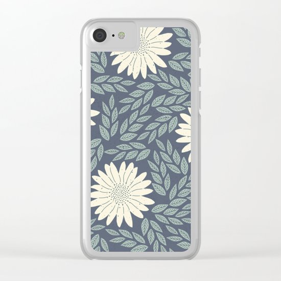 White flower retro pattern Clear iPhone Case