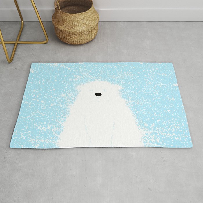 Its A Polar Bear Blinking In A Blizzard - Blue Rug