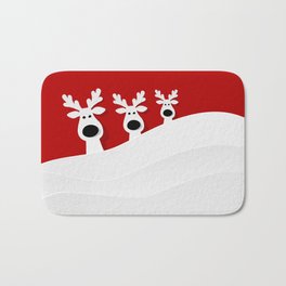 Festive Red Christmas Reindeer Bath Mat | Holiday, Reindeer, Winter, Festive, Christmas, Redchristmas, Graphicdesign 