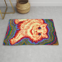 Psychotic cat by Louis Wain Area & Throw Rug