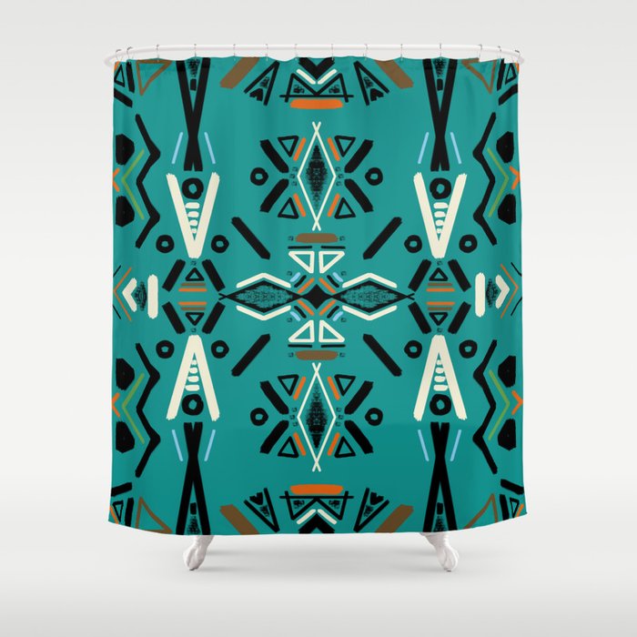 Tribal Geometric Pattern Shower Curtain