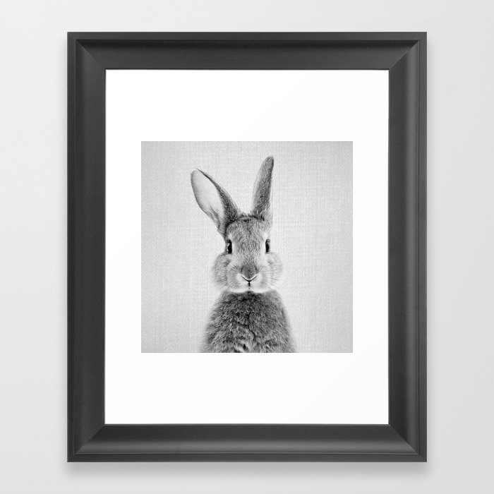 Rabbit - Black & White Framed Art Print