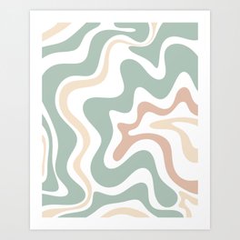 Liquid Swirl Abstract Pattern in Celadon Sage Art Print