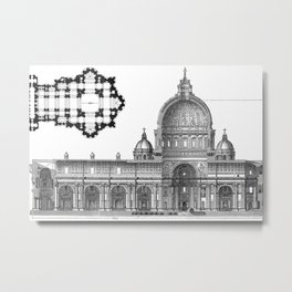 St. Peter Basilica - Rome, Italy Metal Print | Vintage, Rome, Michelangelo, Painting, Peter, Architectural, Italy, Illustration, Pope, Historical 