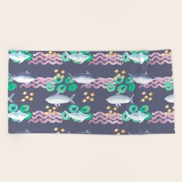 Sharks and fish Beach Towel