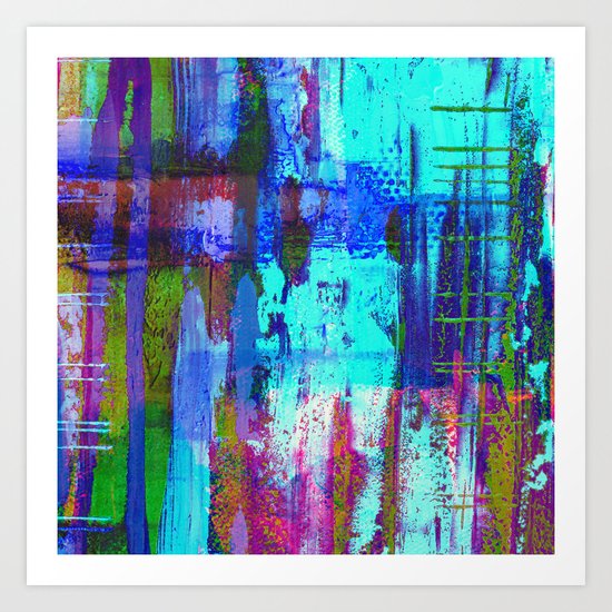 Electric Abstract - Textured, painting Art Print