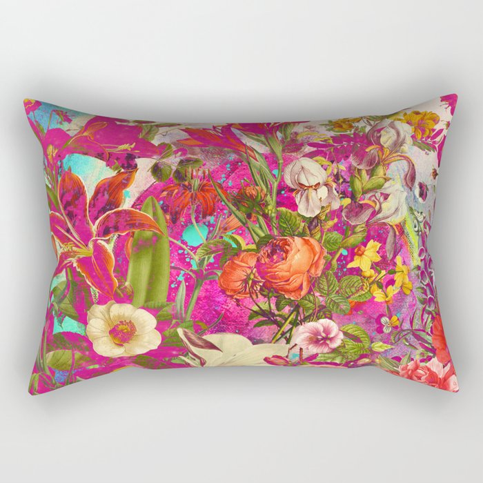 Atomic Garden - Vibrant Flowers Rectangular Pillow