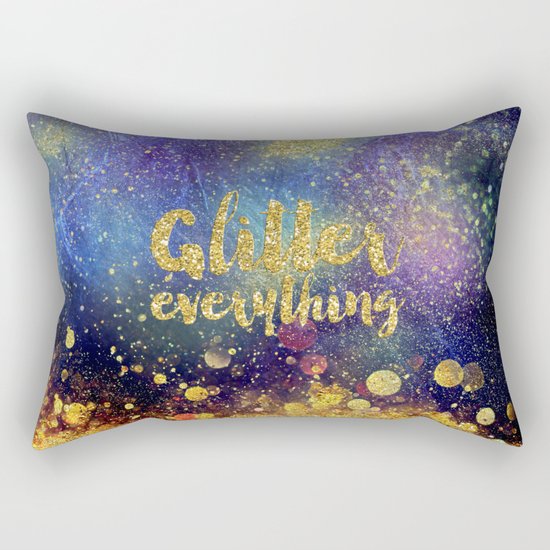 Glitter everything- Girly Gold Glitter effect Space Typography Rectangular Pillow