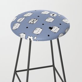 Cute blue pattern with stars boys meow fish dad cats. Pets seamless background. Textiles for child Bar Stool