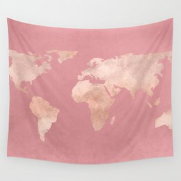 Rosegold World Map Sans Type Wall Tapestry