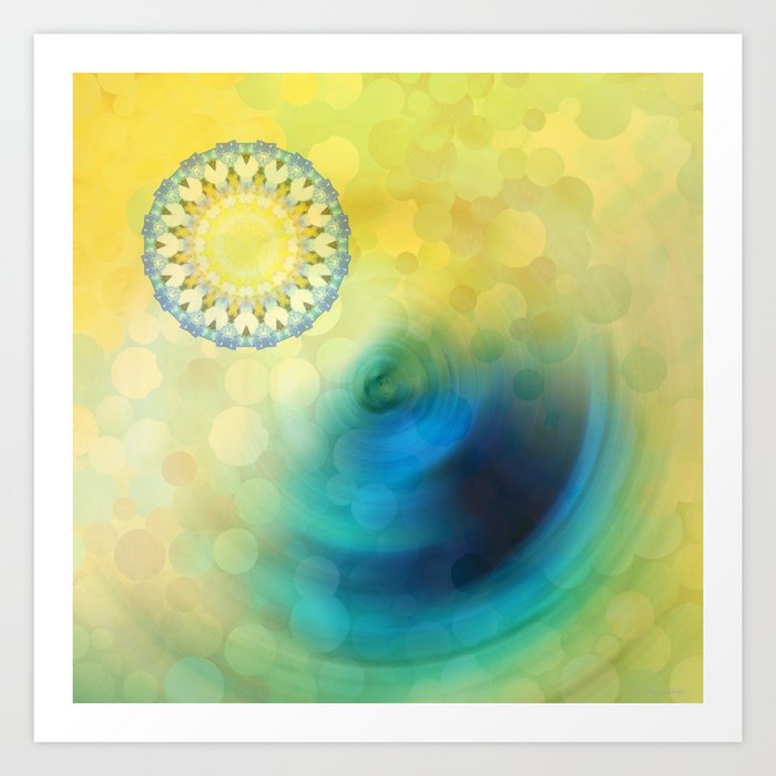 Counterbalance - Yellow And Blue Circle Abstract Art Art Print