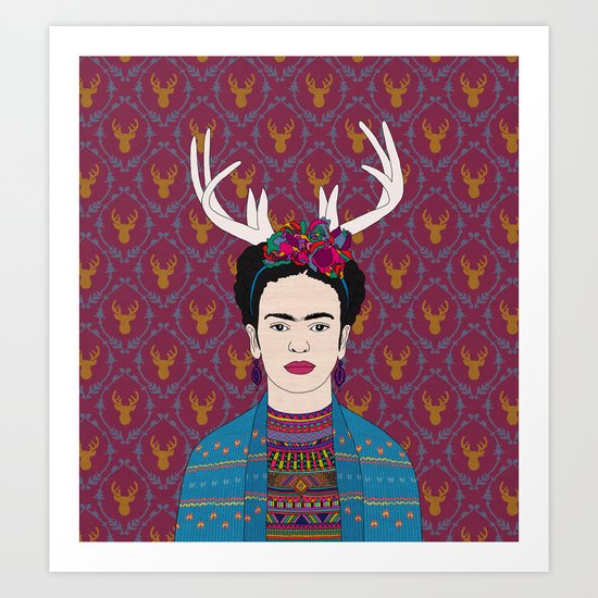 DEER FRIDA Art Print