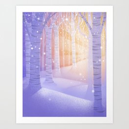 Magical Snowy Woods Art Print