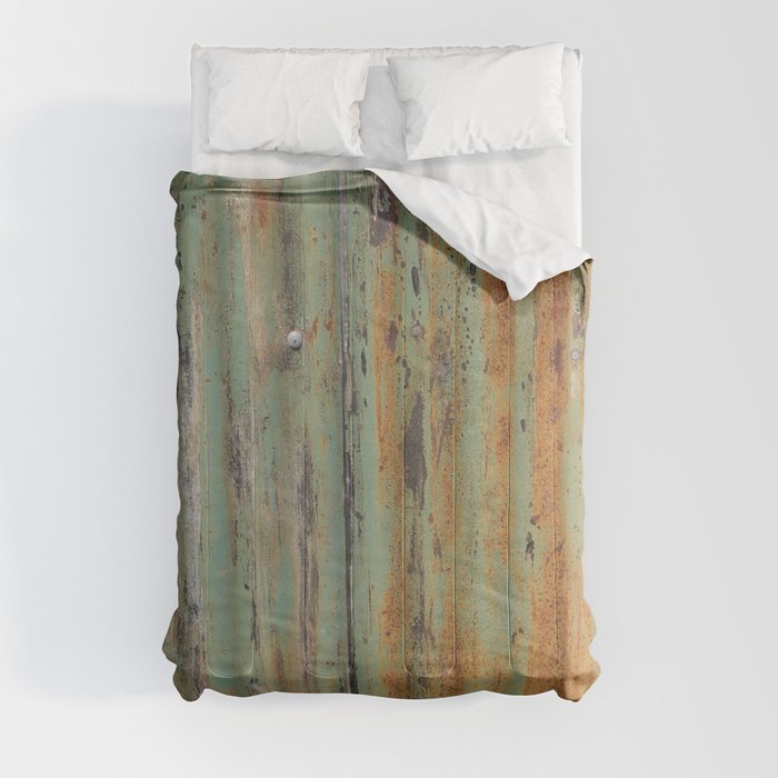 corrugated rusty metal fence paint texture Comforter