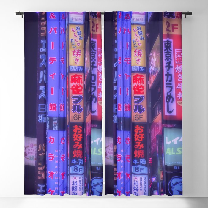 Neon kanji in tokyo Blackout Curtain