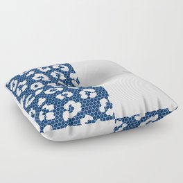 White Leopard Print Lace Vertical Split on Dark Navy Blue Floor Pillow