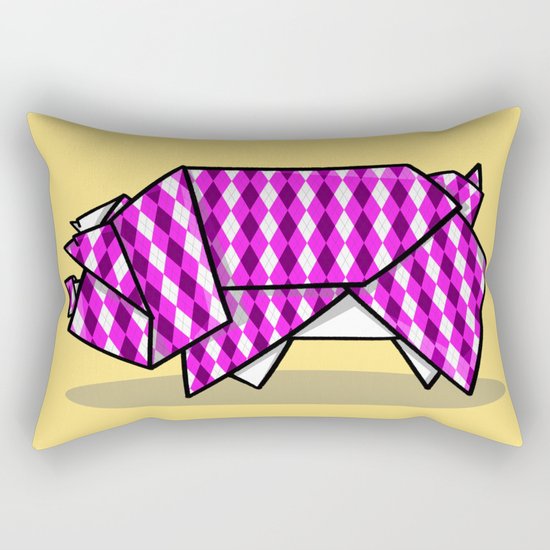 Origami Pig Rectangular Pillow