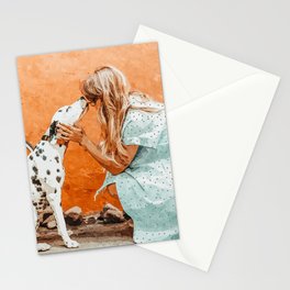 Pet Bound | Dalmatian Dog Lover Friendship Companion | Modern Bohemian Woman Puppy Animals Love Stationery Card