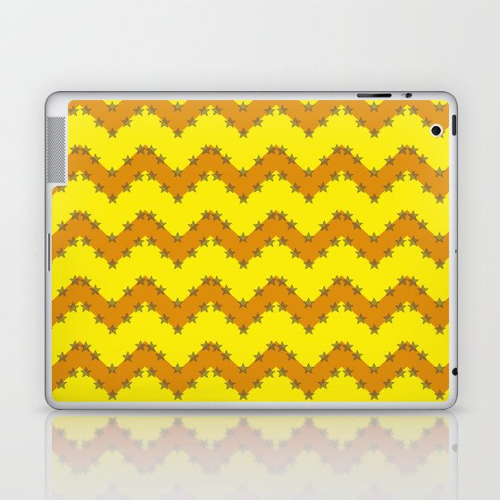 Unique Lime Yellow And Brown Chevron Pattern,Geometric Zigzag Lines Abstract Laptop & iPad Skin