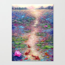 Lilies at Dusk Acrylic Painting Canvas Print