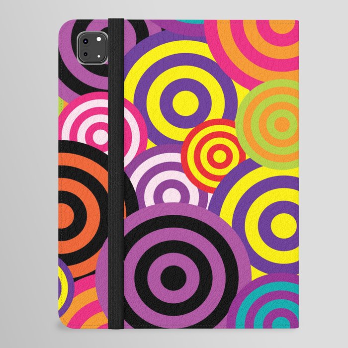 Retro Multicolor Circles & Stripes '60s iPad Folio Case