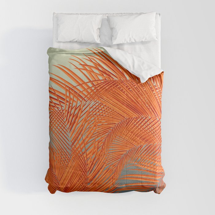 Palm Leaves, Orange Comforter