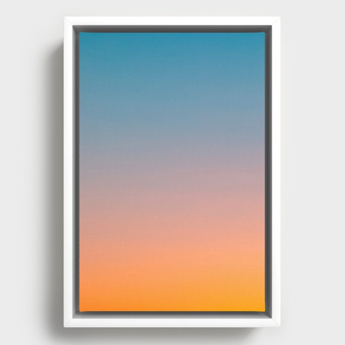Sunset Sky Blue Orange Aura Gradient Ombre Sombre Abstract  Framed Canvas