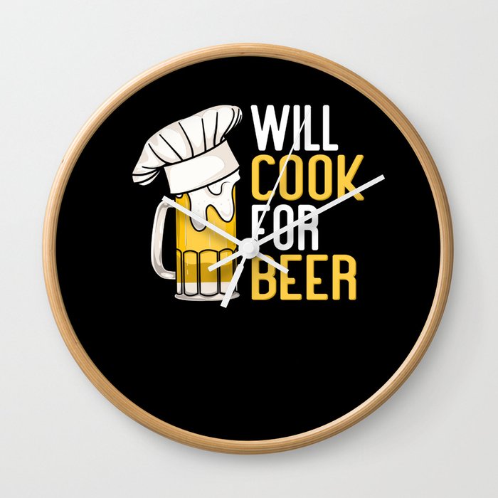 Will Cook For Beer Wall Clock