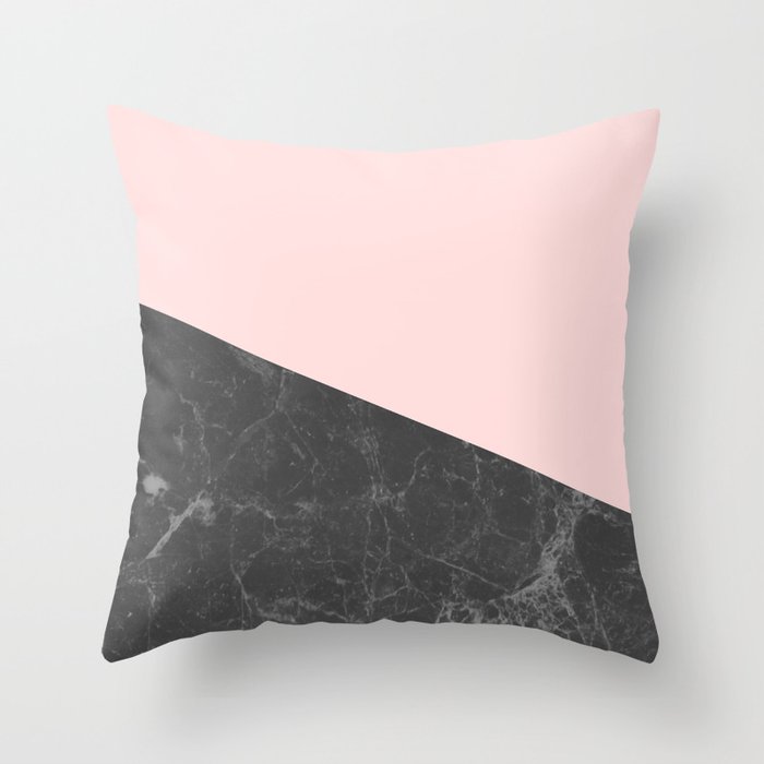 Marble Geometric Blush Pink Gray Black Throw Pillow By