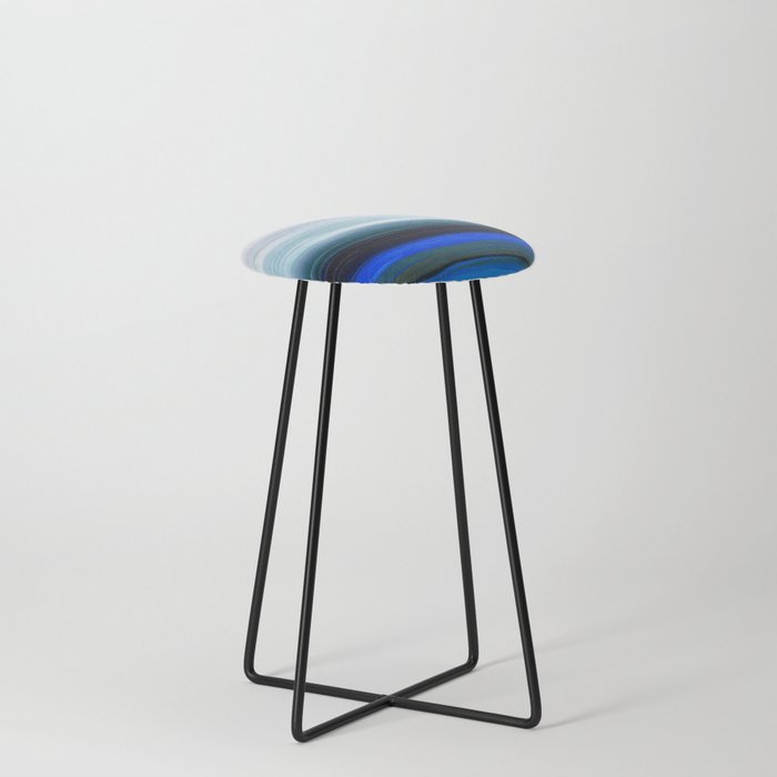 After The Storm - Blue And White Abstract Landscape Art Counter Stool