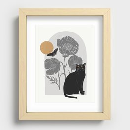 Cat & Butterfly Recessed Framed Print