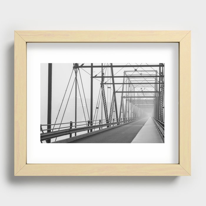 The Island Side of a Foggy Morning (Walnut St Bridge, Harrisburg, PA) Recessed Framed Print
