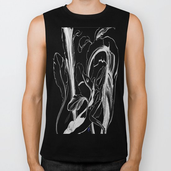 Plant in Blue Marker - Leaf of Life Miracle Leaf - White on Black Biker Tank