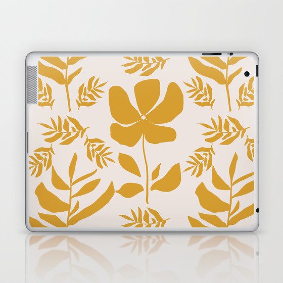 Leaves and Flowers in Mustard Yellow Laptop & iPad Skin