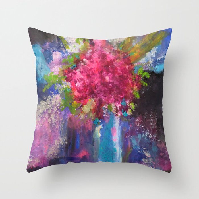 Abstract Flower in Vase Throw Pillow