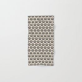 Inky Peace Dots Minimalist Pattern 2 in Black and Almond Cream Hand & Bath Towel