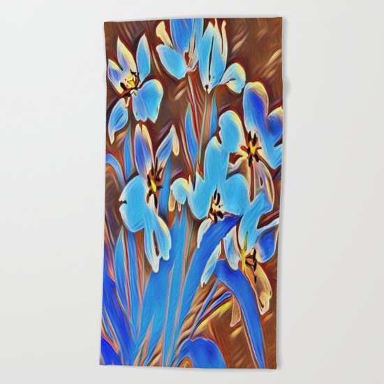 Painted Forget Me Nots Beach Towel
