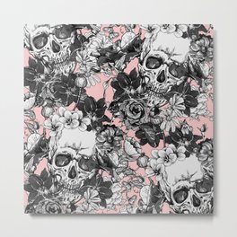 SKULLS - pink - Metal Print