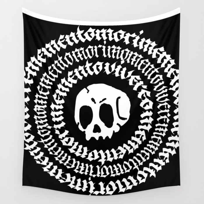 Memento Mori Memento Vivere Black Wall Tapestry By Designbyjx