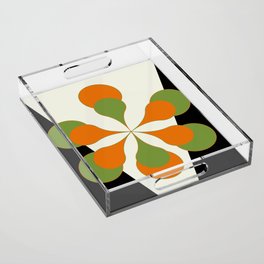 Mid-Century Modern Art 1.4 - Green & Orange Flower Acrylic Tray