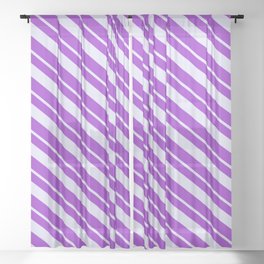 [ Thumbnail: Lavender and Dark Orchid Colored Striped/Lined Pattern Sheer Curtain ]