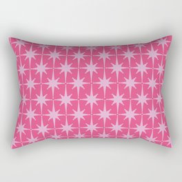 Midcentury Modern Atomic Starburst Pattern in Double Hot Pink Rectangular Pillow