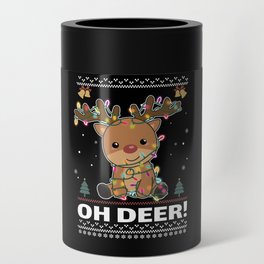 Oh Deer Funny Reindeer Deer Pun christmas Can Cooler