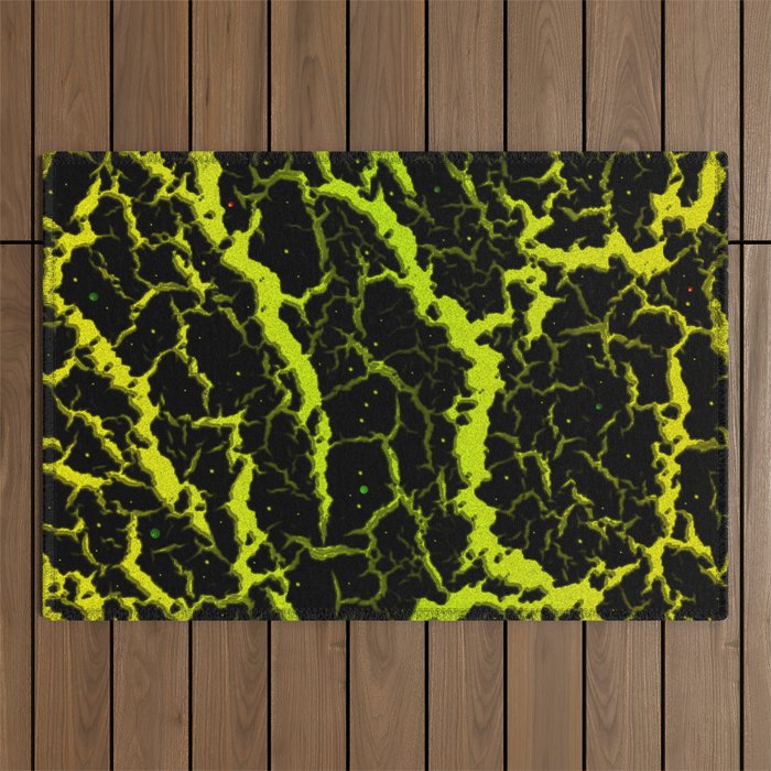 Cracked Space Lava - Yellow/Lime Outdoor Rug