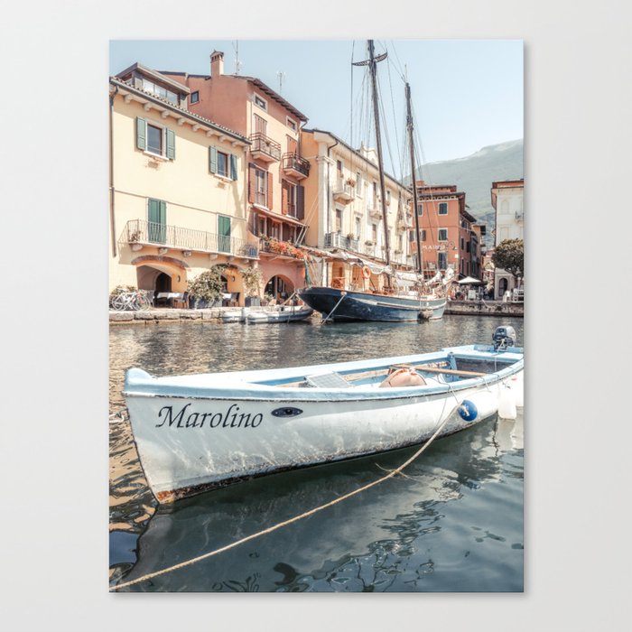 Boat Lake Garda | Pastel Summer Italy Canvas Print