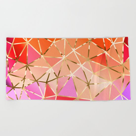 Rainbow Geometric pattern #4 Beach Towel