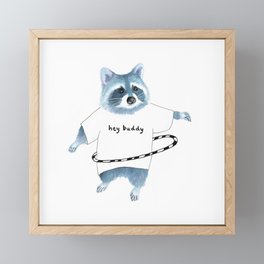 Hula Hoop Raccoon Framed Mini Art Print