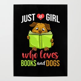 Book Dog Reading Bookworm Librarian Reader Poster